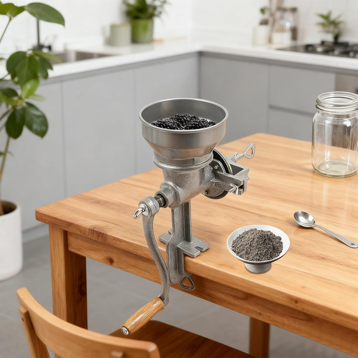 Manuelle Getreidemühle, 9CM Gusseisen Edelstahl Trichter Handmühle Mahlwerk Schrotmühle Getreidemühl