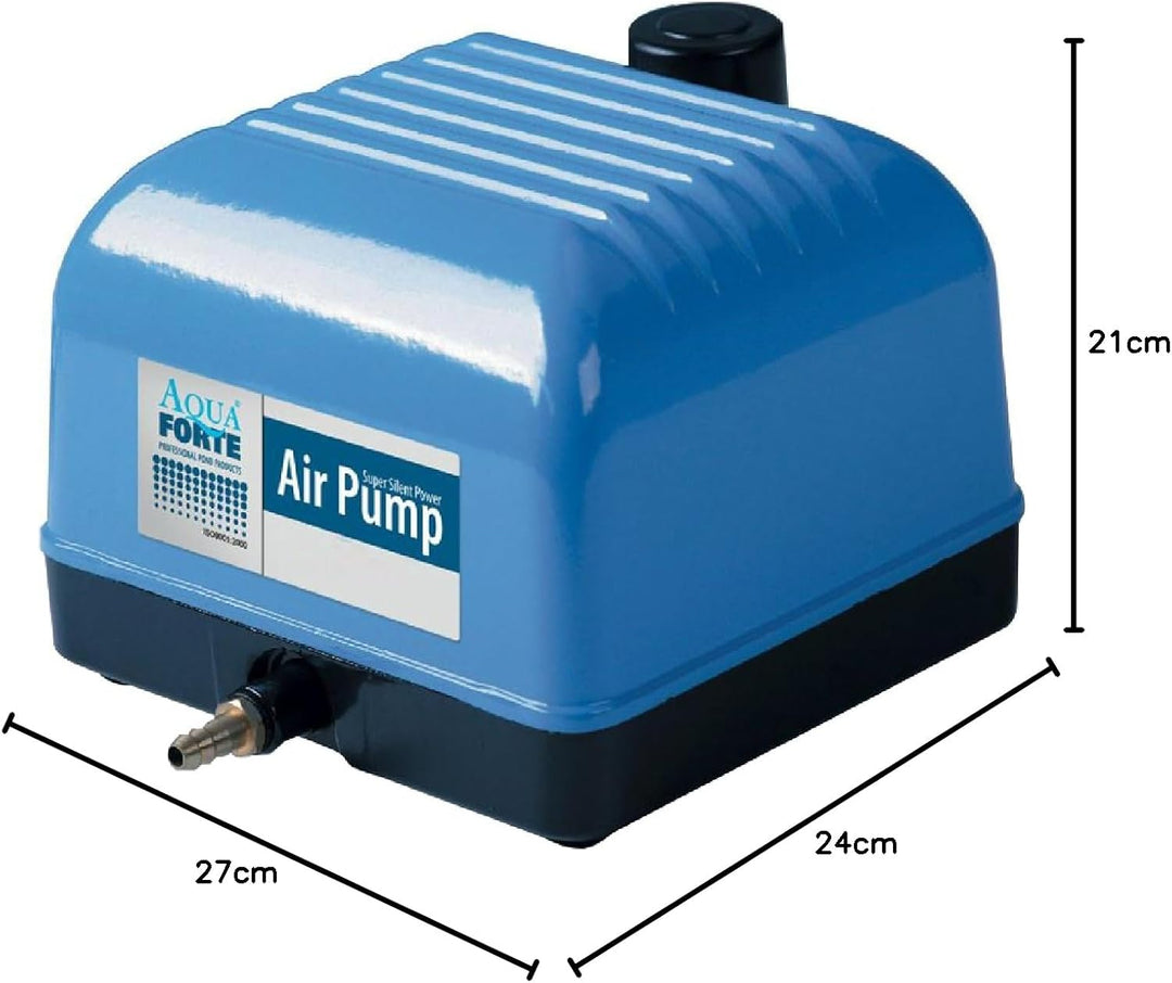 AquaForte Hi-Flow V-10 Luftpumpe, Aluminiumgehäuse, Leise und Leistungsstark, Leistung 10 Watt, Kapa