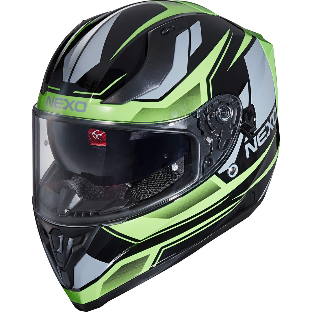 Nexo Integralhelm Sport II - Kratzfeste Visierung - Thermoplast - Belüftung Grün L, Grün L