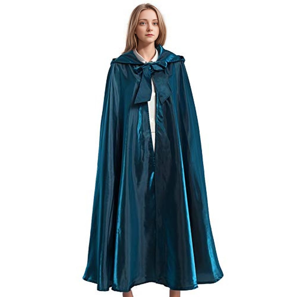 GRACEART Unisex Gotisch Lose Umhang mit Kapuze Mantel Poncho Kap, Blau(polyester)