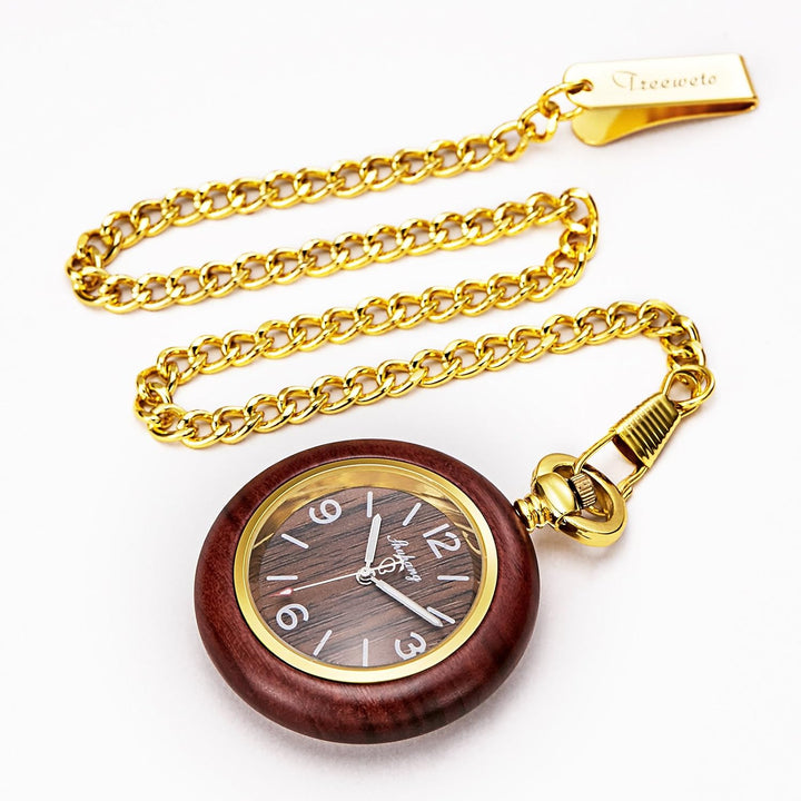 TREEWETO Taschenuhr Antik Holz Holz Damen Herren Quarz Taschenuhren Holz063, Holz063