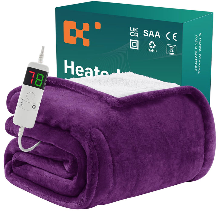 BOMOVA Heizdecke Wärmedecke mit Abschaltautomatik,Kuscheldecke flauschig Weihnachten,10 Heizstufen &