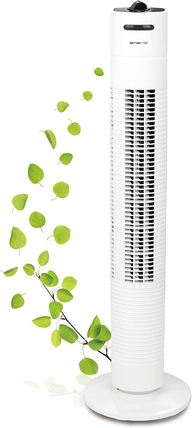 Emerio Turmventilator mit Timer 3 Geschwindigkeitsstufen nachhaltige 35 Watt Leistung zuschaltbare S