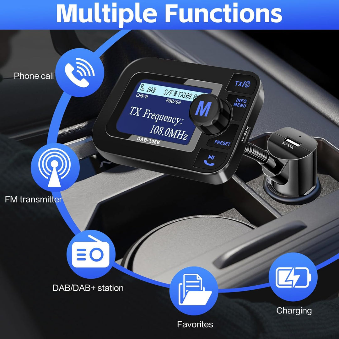 DeeprBetter DAB+ Adapter für Autoradio, DAB Adapter Stereoanlage mit 2,3 LCD-Display, Plug&Play Auto