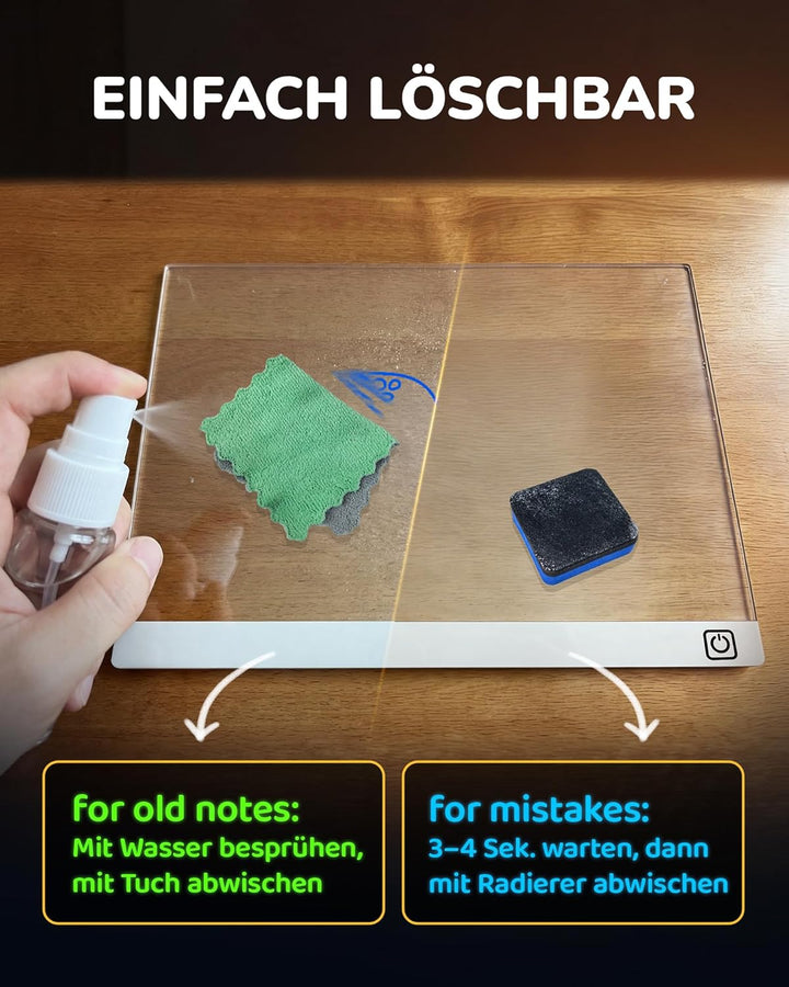 KOKODI LED Zeichentafel für Kinder, leuchtendes Malbrett 37x27 cm mit 7 Stiften, USB-C, kreatives Le