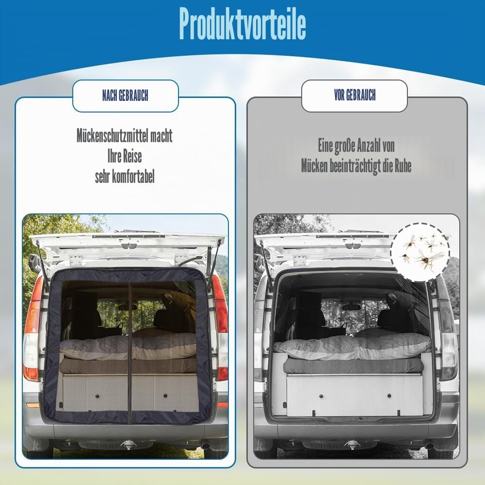 Moskitonetz Magnetisch für VW T5 T6, Sonnenschutz Auto Heckklappen, Fliegengitter Auto Insektennetz