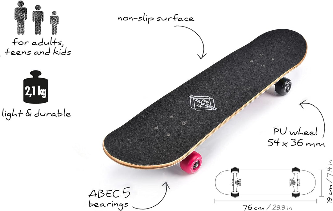 meteor Holz Skateboard Kinder - Mini Cruiser Kickboard - Skateboard mädchen Rollen Board - hohe Qual