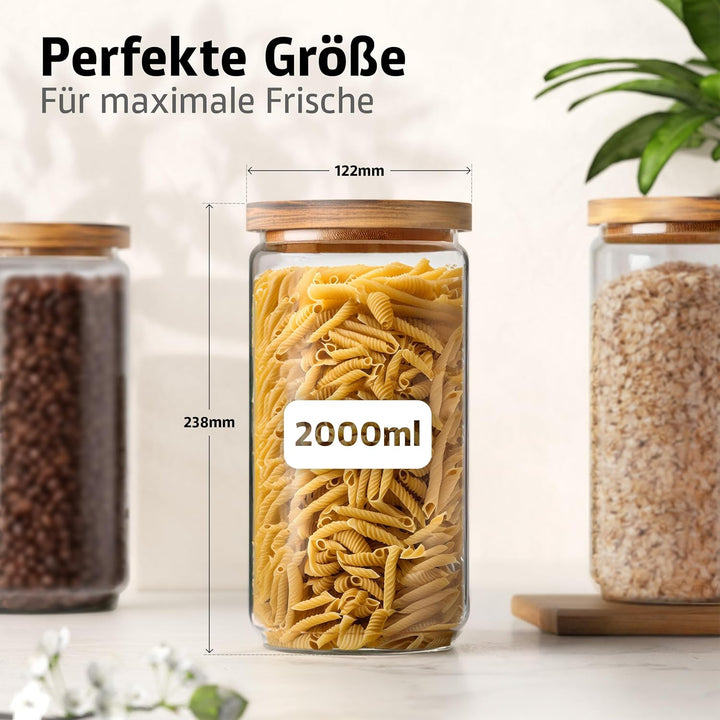 ElbFuchs® Vorratsgläser mit Deckel luftdicht NEU | 2x 2000ml [BPA-FREI & MOTTENSICHER] Vorratsdosen