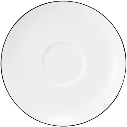 Seltmann Weiden Lido Black Line Milchkaffeeuntertassen 6er Set, ø 16 cm, Runder Unterteller mit schw