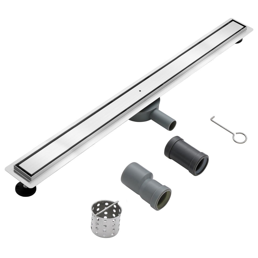 100 * 7cm Duschrinne 304 Edelstahl, Bodenablauf mit 360° Siphon Geruchsstop, 2 in1 Befliesbar Ablauf