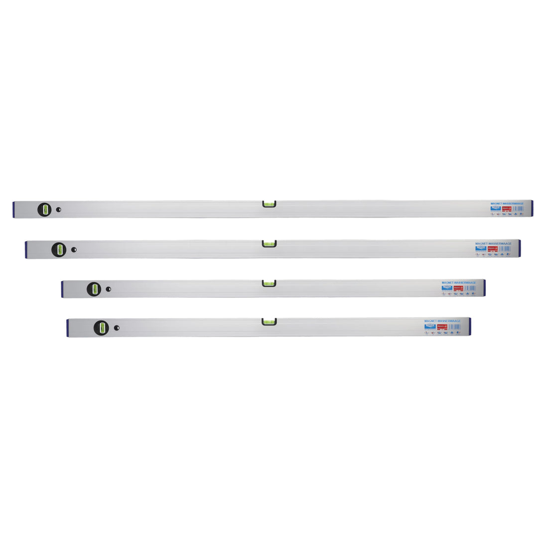 rabo Alu-Magnetwasserwaagen "Set M-1", 4-teilig, justierbar, Längen: 40 + 60 + 80 + 100cm Set magnet