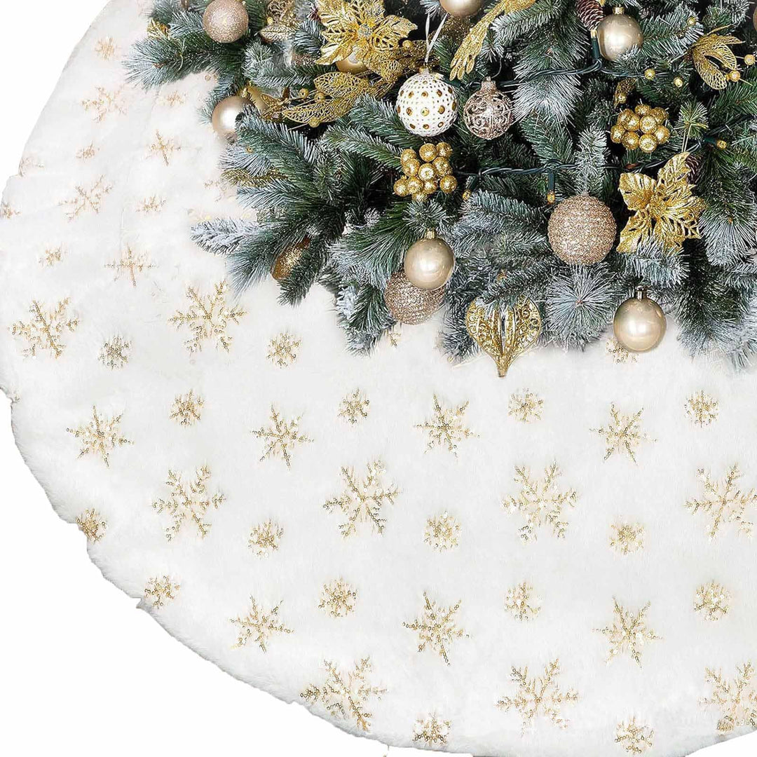 Weihnachtsbaum Decke, Weihnachtsbaumdecke Rund Weiss Christbaumdecke mit Silber Schneeflocken Weihna