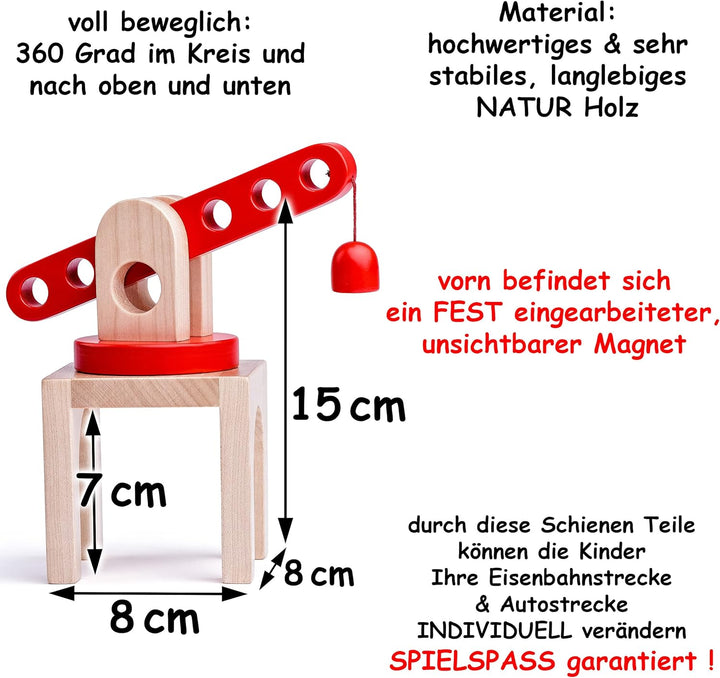 Set: Magnet - Kran + 6 Verkehrszeichen - inkl. Name - für Holz Eisenbahn - Kranset - passend für all