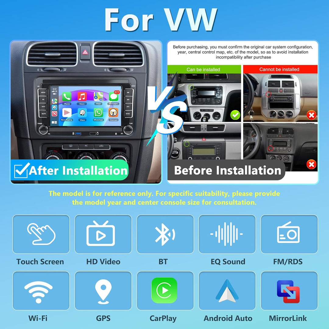 2GB+64GB Android Autoradio mit GPS Navi für VW Passat B6 T5 Golf 6 5 Polo 6R Tiguan T5 Jetta Seat Sk