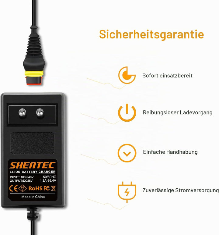 Shentec 28V Akku Ladegerät Kompatibel mit Husqvarna Automower 105, 310, 315, 315X, 305, 310 Mark II,