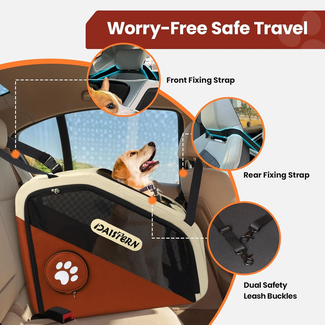 Faltbare Hunde Transportbox für Auto & Reisen, Tragbare Softbox für kleine & mittelgrosse Hunde, 1-M