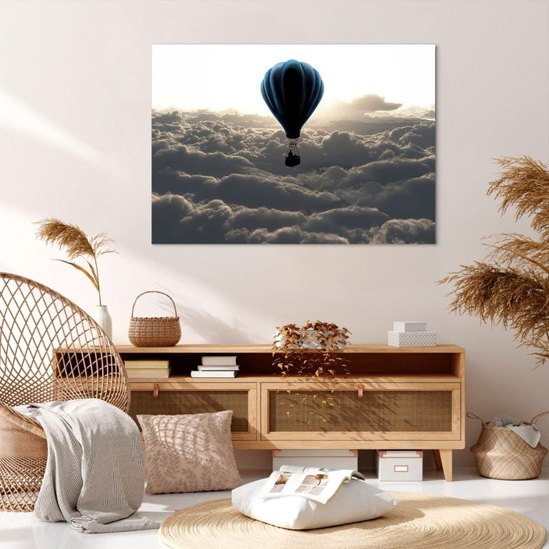 Bilder auf Leinwand 100x70cm Leinwandbild mit Rahmen Wolke Ballon Himmel Gross Wanddeko Bild Schlafz