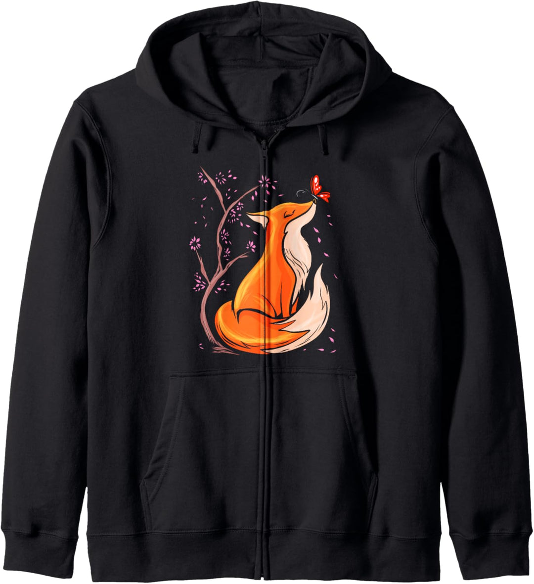 Süsser Fuchs mit Blumen Füchse Geschenk Natur Herbst Kapuzenjacke