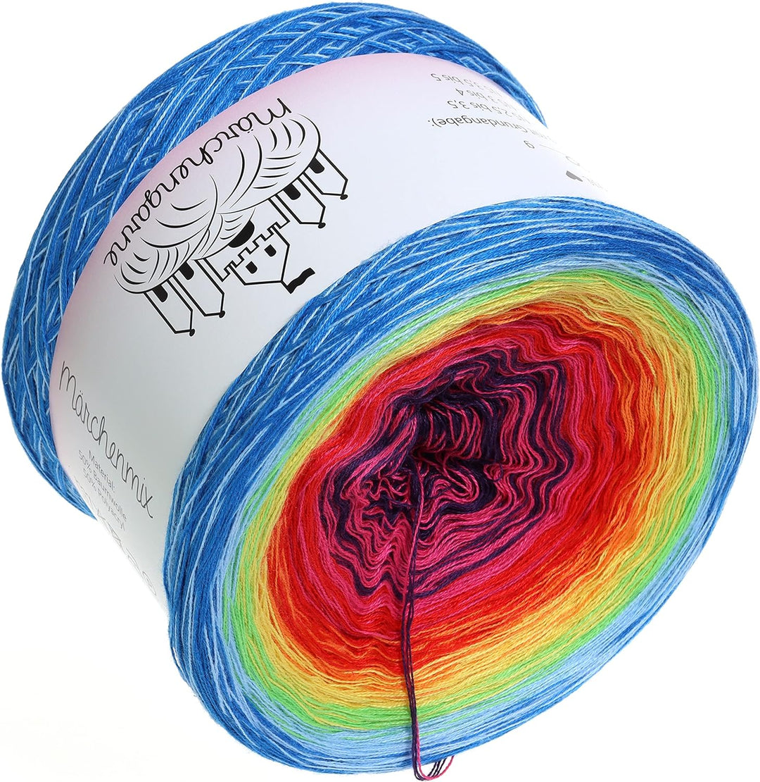 Bobbel Farbverlaufsgarn Regenbogen 4fädig oder 3fädig Märchengarne strick häkelgarn (Sea Blue aussen