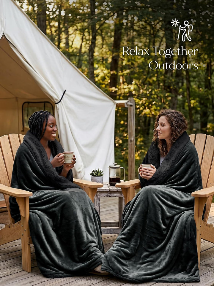 Utopia Bedding Sherpa Decke [Schwarz, 228x228 cm] - 480GSM Thick Warm Plüsch Fleece Wendedecke für B