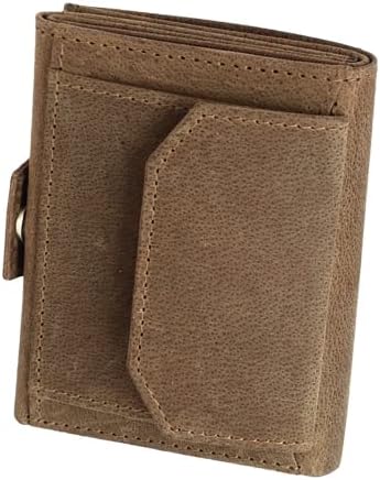 Minigeldbörse mit Apple AirTag Fach Herren braun Leder RFID Schutz, Herren Mini Geldbörse klein, Min