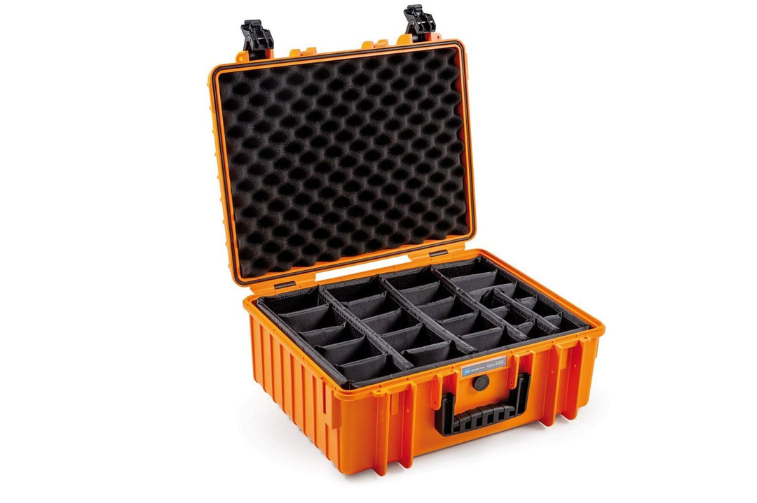B&W International Mehrzweckkoffer Outdoor Typ 6000 (PP.326) Orange - mit variabler Facheinteilung -