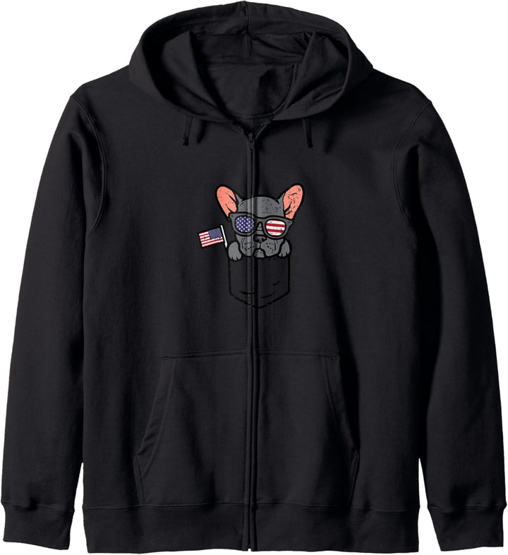 French Bulldog Pocket Frenchie American USA 4th Of July Dog Kapuzenjacke