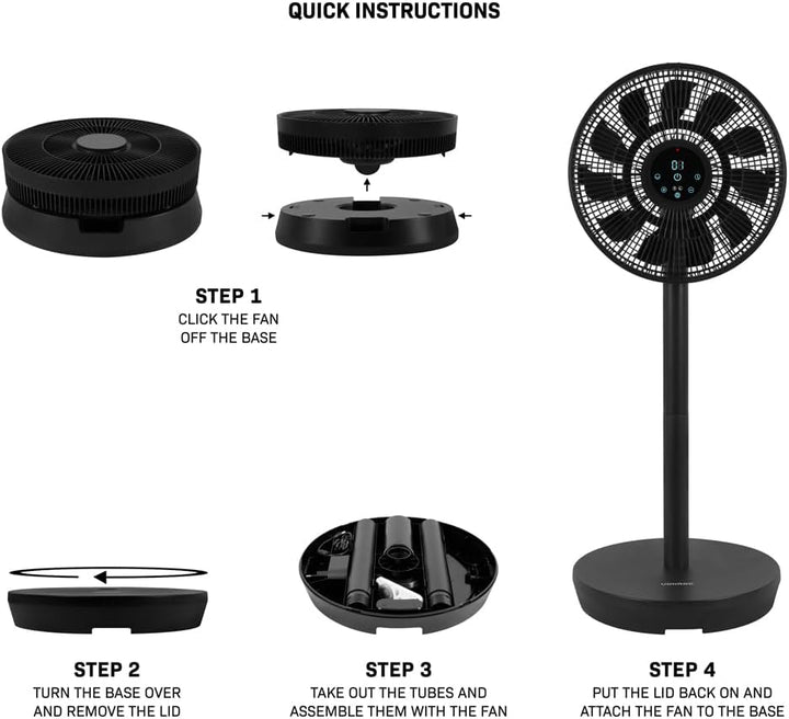 VONROC Standventilator oszillierend leise - Ventilator mit Fernbedienung, 3 Geschwindigkeitsstufen u