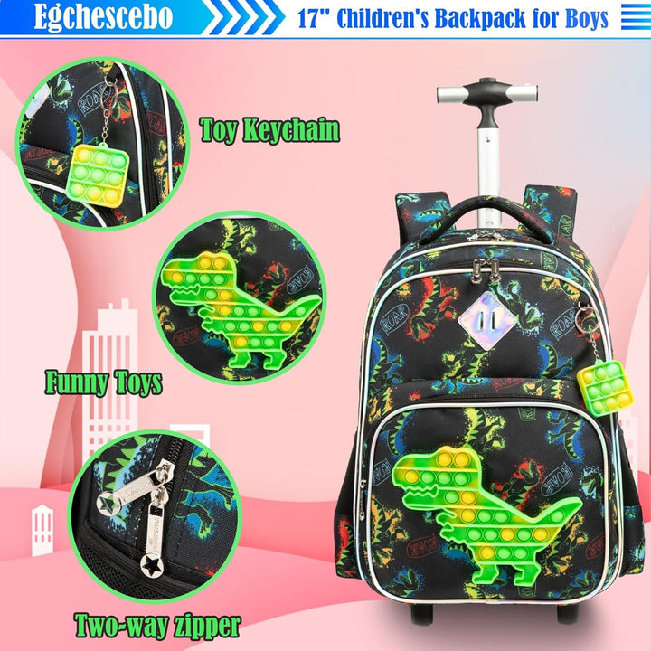 Egchescebo Schule Kinder Rolling Backpack für Mädchen mit Rädern Trolley Wheeled Backpack 041123-kon
