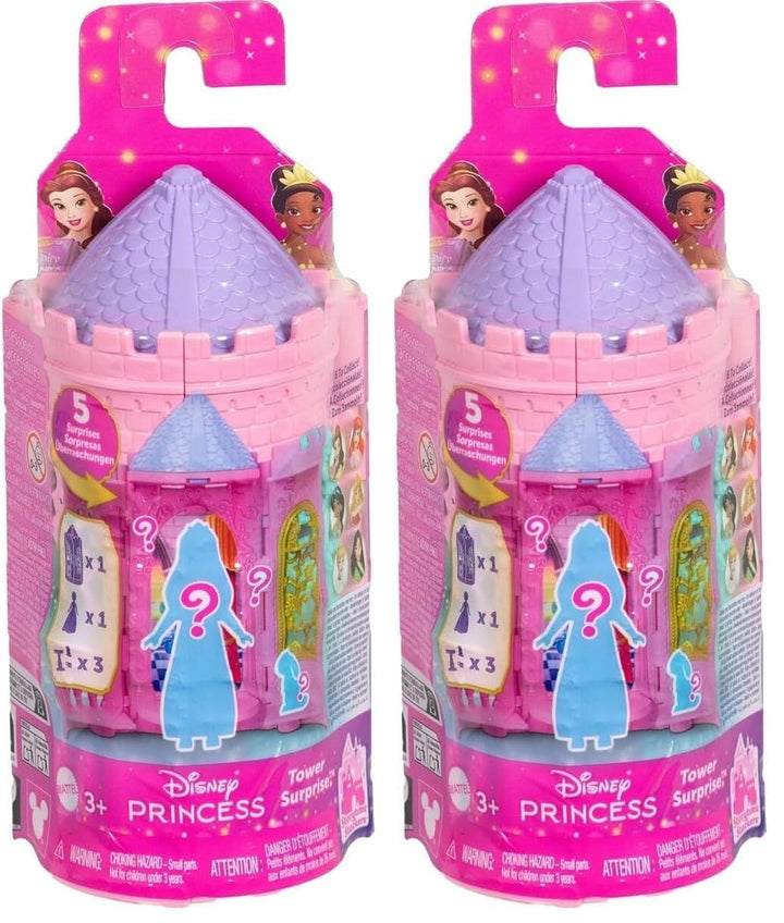 Mattel Disney Princess Tower Surprise Kleine Puppen & Zubehör, stapelbare Spielsets mit 4 Überraschu