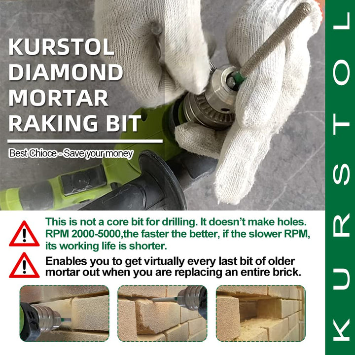 KURSTOL Diamant Mörtel Hakenbohrer – Diamant Fugenfräser 2 Stück 7,2 mm x 74 mm Rundschaft Tuck Poin