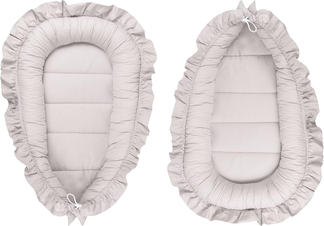 PIMKO Babynest mit rüschen Babynestchen für Baby Kuschelnest Babykokon für Säuglinge und Neugeborene
