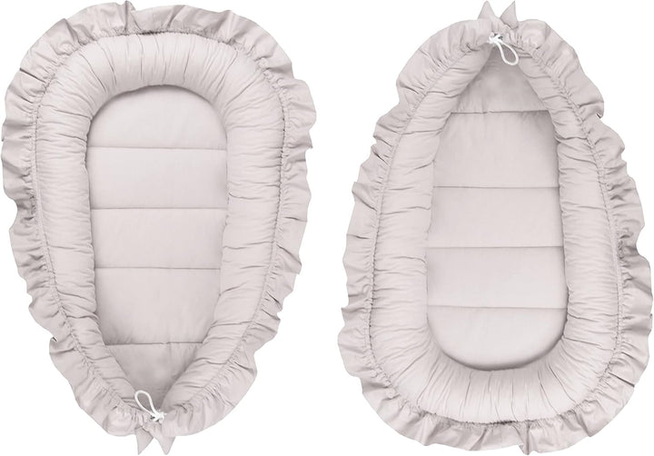 PIMKO Babynest mit rüschen Babynestchen für Baby Kuschelnest Babykokon für Säuglinge und Neugeborene