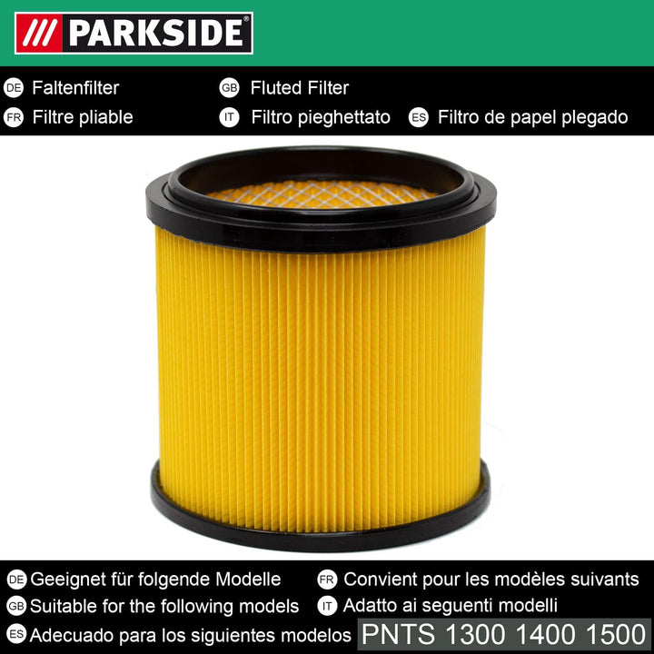 Original Parkside Lidl Faltenfilter Set 1x Filter flexibel mit Deckel, 1 x mit Stahlinnengitter für