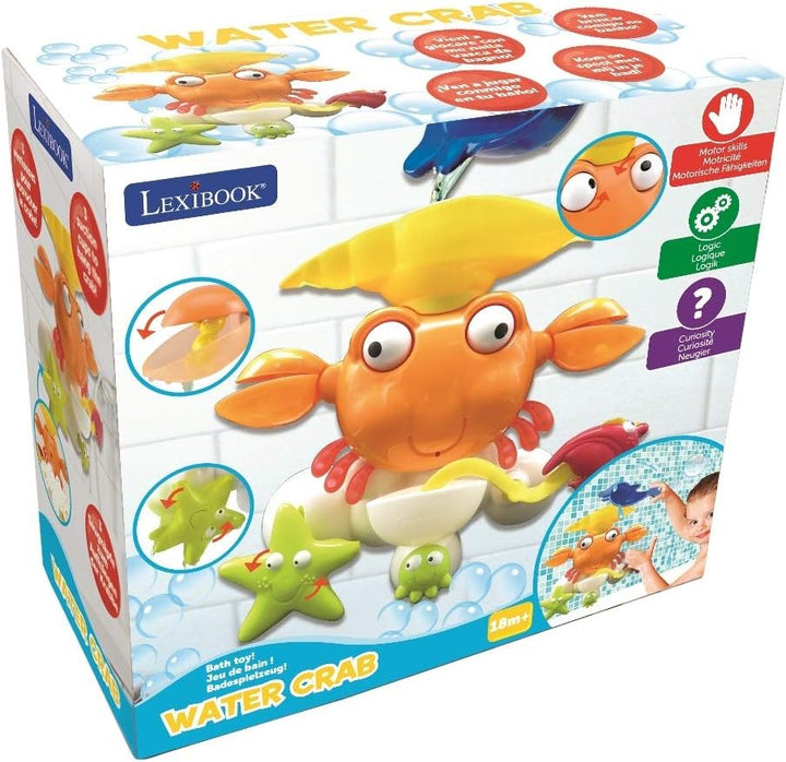 Lexibook, Wasserkrabbe, Badespielzeug, Wasseranimationen, 3 Saugnäpfe, Orange, IT025, Krabbe