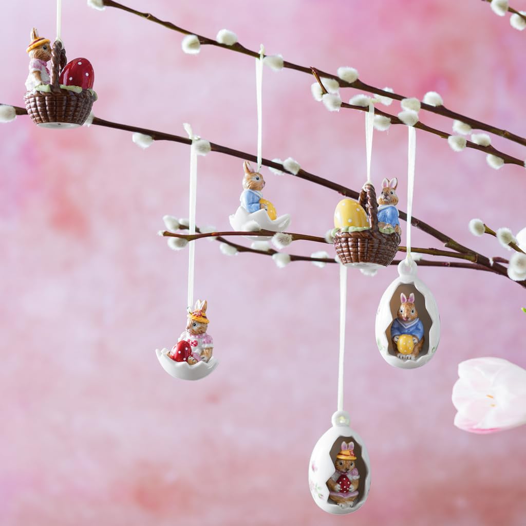 Villeroy &amp; Boch Bunny Tales Ornament in Korb-Form Anna, Porzellan, Bunt, Hase Anna Landhaus &amp; Rustik