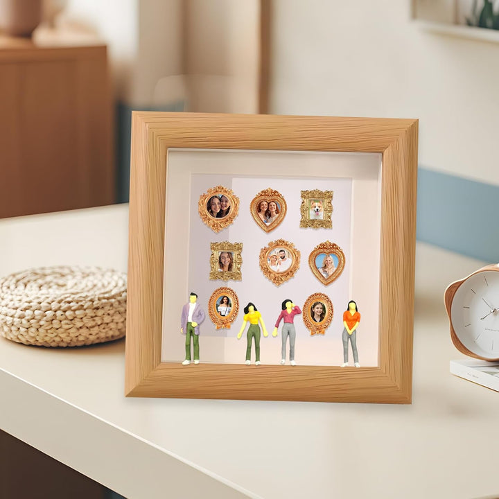 Mini Figuren Museum erinnerungs-B-Ox Mit Goldenen Mini-Rahmen Und Figuren, mini-Museum-silhouettenbo