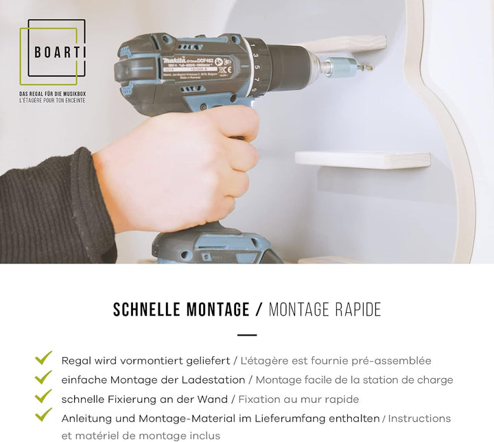 BOARTI das Original Kinder Regal Buchstabe H in Grau - geeignet für die Toniebox und ca. 48 Tonies -