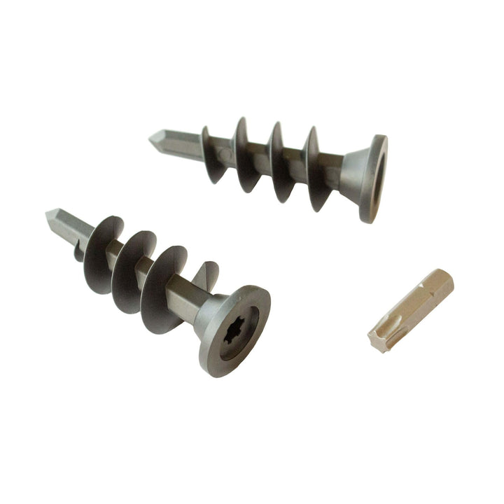 Noppenbahn Schrauben aus Kunststoff inkl. Akkuschrauber-Aufsatz 100 Stück Silber, zur Befestigung vo