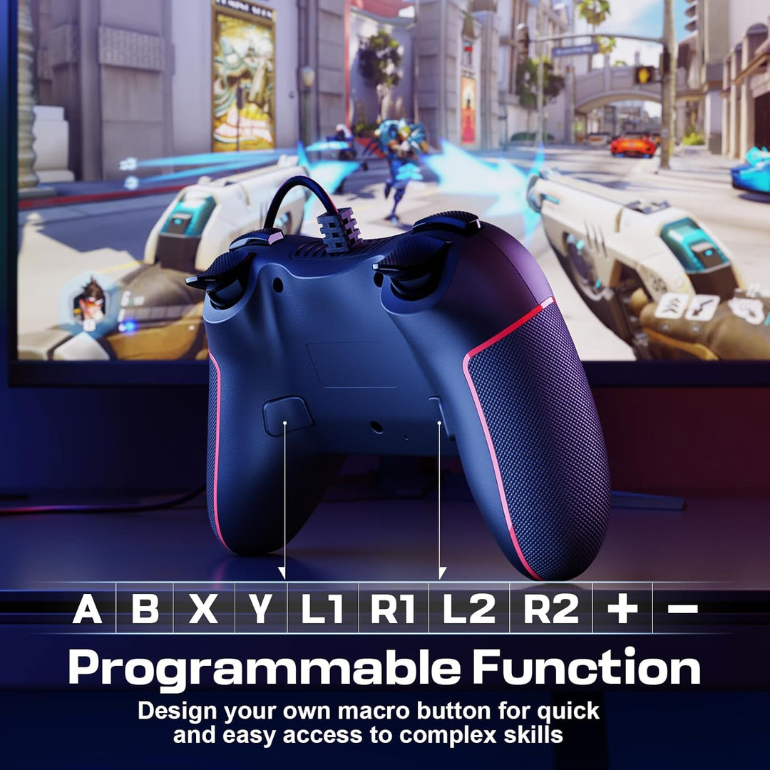 RivalPlay PC Controller mit 2-Tasten-Zuordnung, Kabelgebundener Joystick Controller Kompatibel für W