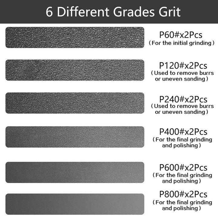 Schleifbänder 50 x 686mm- 12 Stück 2 X 60/120/240/400/600/800 Grit Siliziumkarbid-Schleifbänder zum