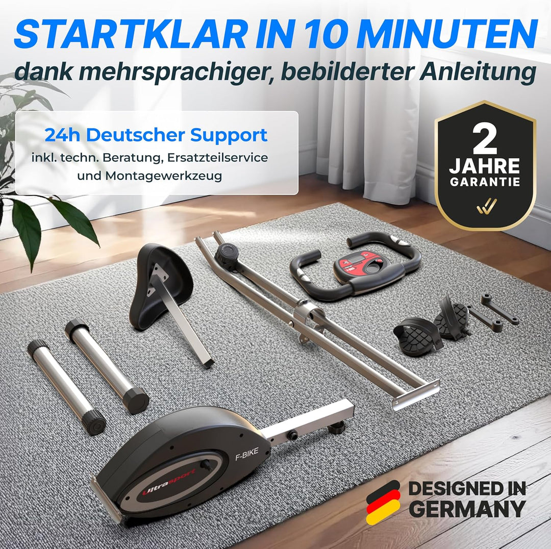 Ultrasport F-Bike/F-Rider Basics, Fahrradtrainer, Heimtrainer,klappbarer Hometrainer, LCD Display,op