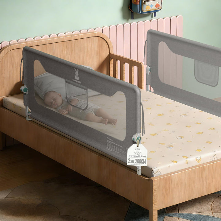 Soontrans Rausfallschutz Bett, Sanfter Halt für Wachsende Kinder &amp; Familienbett, Klappbar &amp; Höhenver