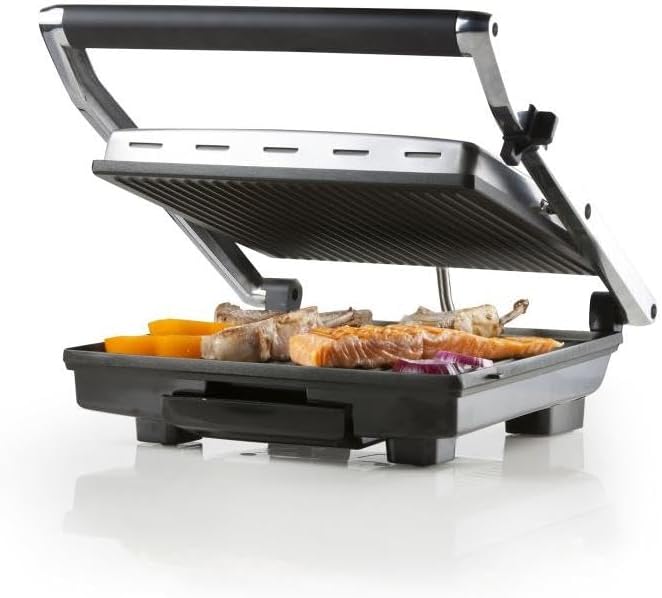 DOMO DO9135G Kontaktgrill - Edelstahl - Ideal zum Grillen von Paninis, Toasts, Fleisch, Fisch und Ge