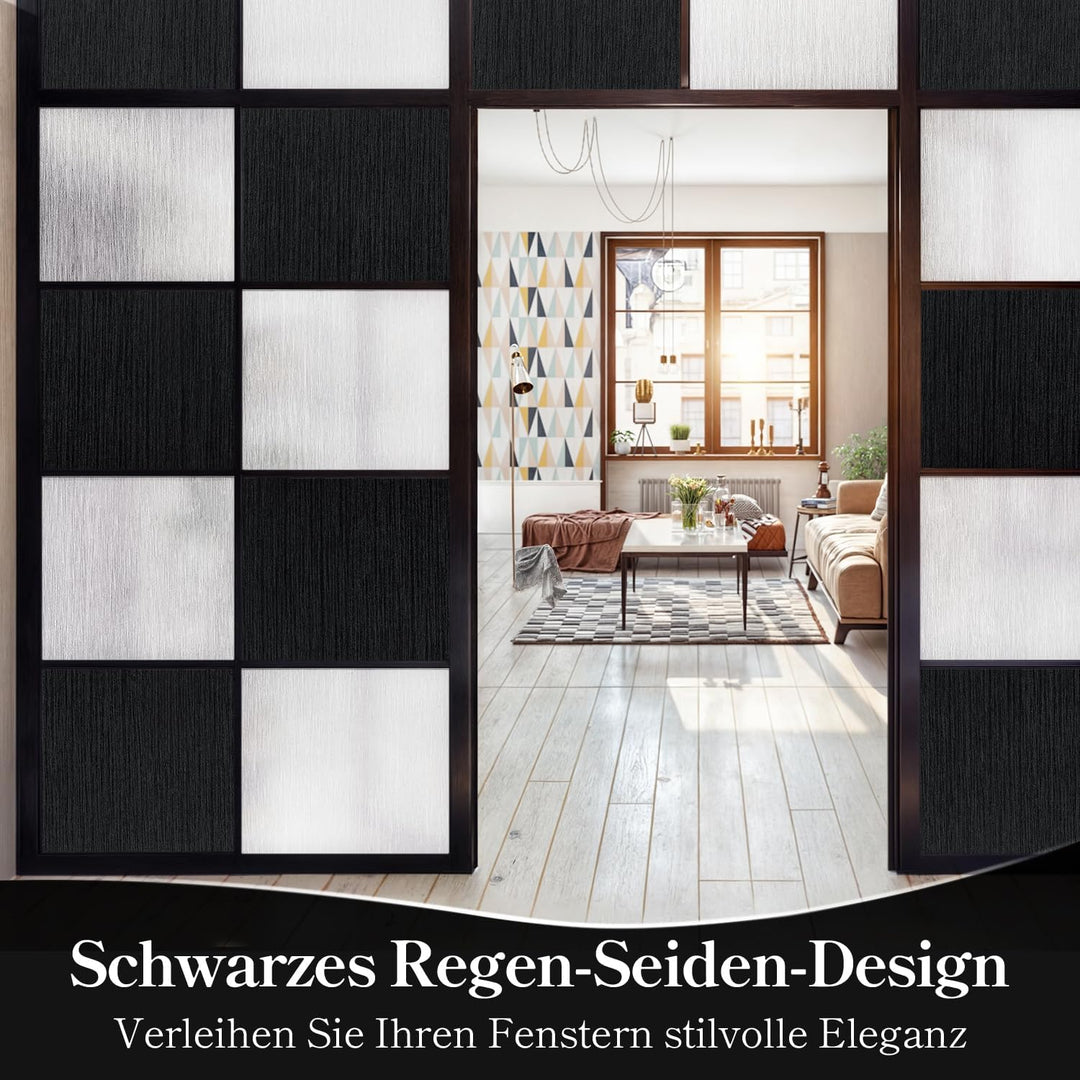 Qualsen Fensterfolie Blickdicht Schwarz Fenster Verdunkelungsfolie Sichtschutzfolie Selbstklebend Fe