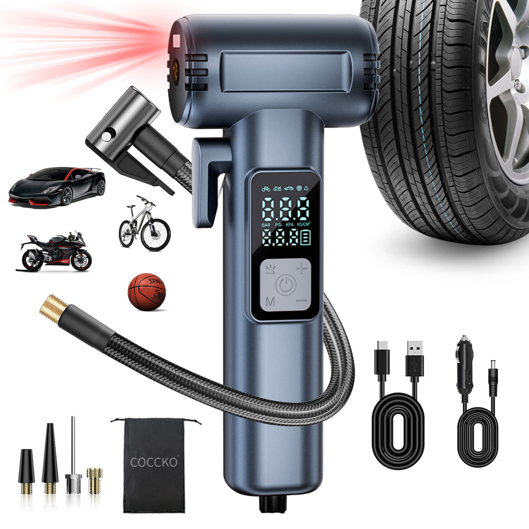 Kompressor Auto – Elektrische Luftpumpe mit Akku, 150 PSI, 5 Modi für Auto, Fahrrad, Motorrad &amp; Ball