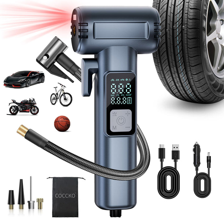 Kompressor Auto – Elektrische Luftpumpe mit Akku, 150 PSI, 5 Modi für Auto, Fahrrad, Motorrad &amp; Ball