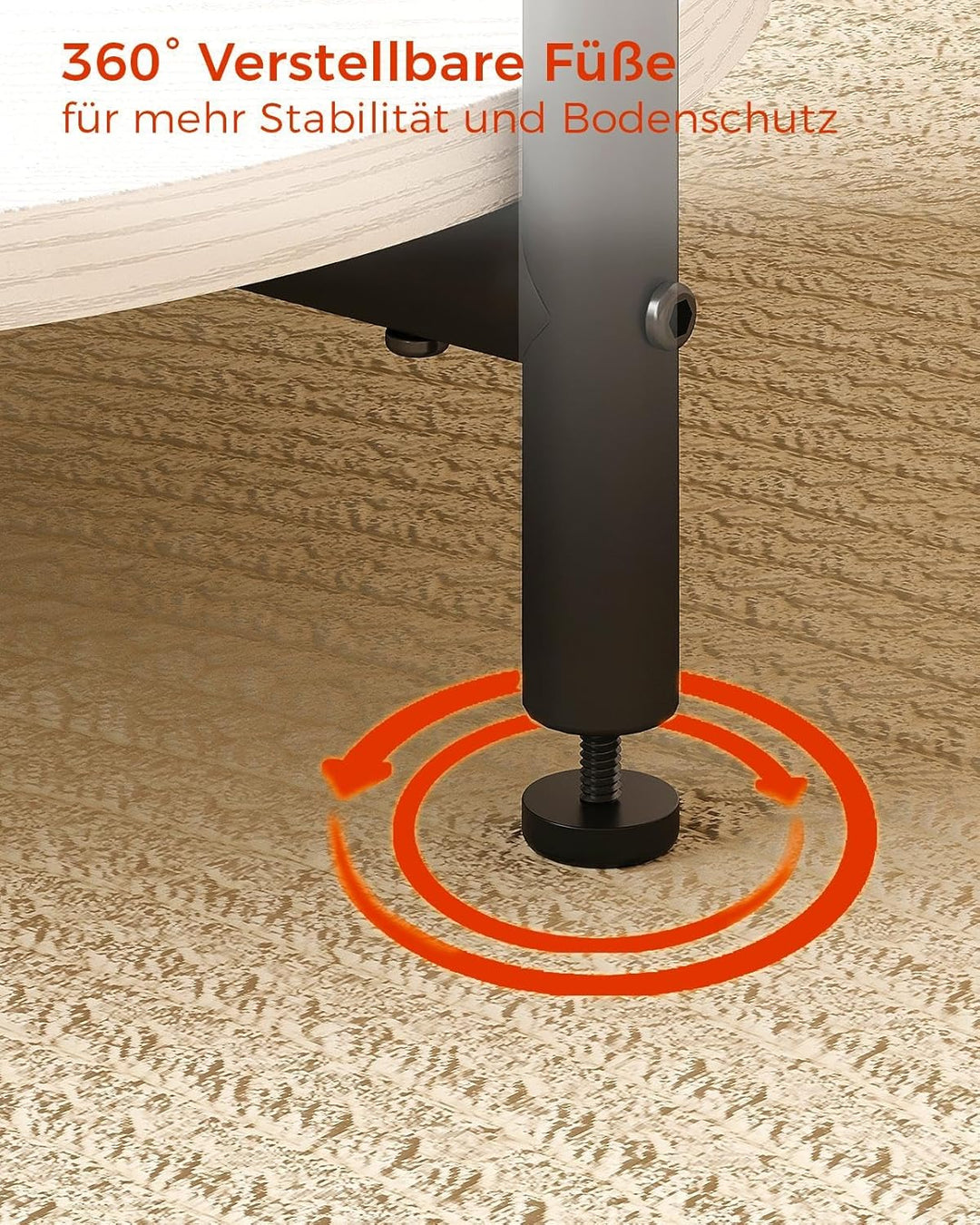 IRONCK Beistelltisch rund, Couchtisch mit Steckdose, Kleiner Tisch Holz, Wohnzimmertisch 2 Ablagen,S