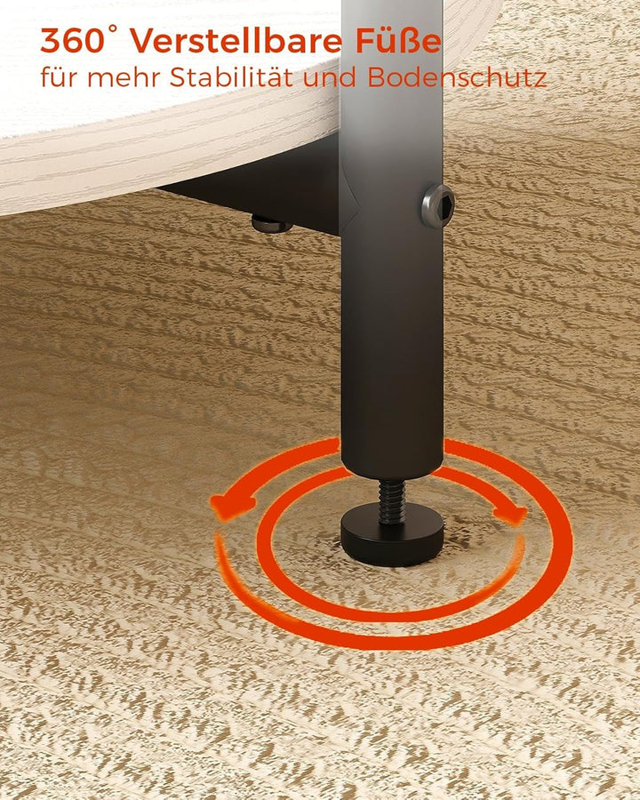 IRONCK Beistelltisch rund, Couchtisch mit Steckdose, Kleiner Tisch Holz, Wohnzimmertisch 2 Ablagen,S