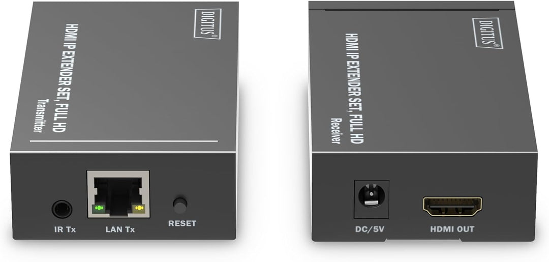 DIGITUS HDMI IP Extender Set, Full HD (1080p/60Hz), 120m Reichweite, Schwarz